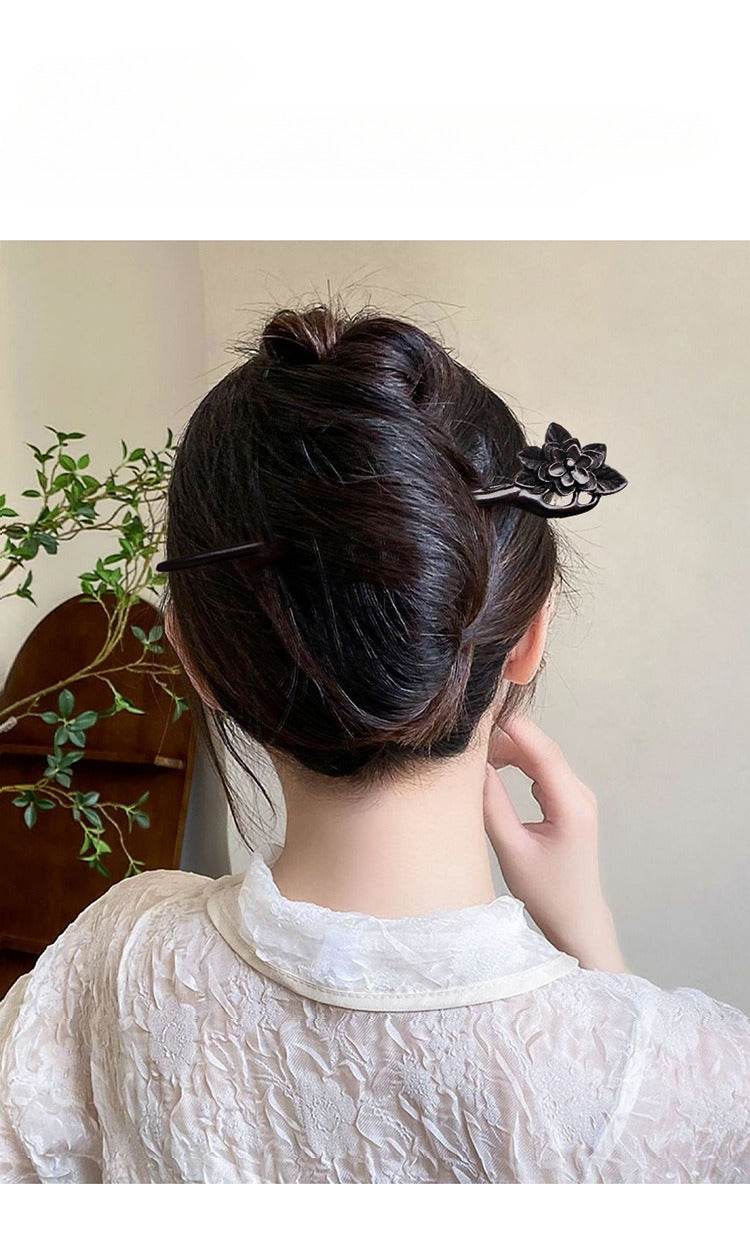 Black Sandalwood Handmade Hairpin for Vintage Style - STAR8S