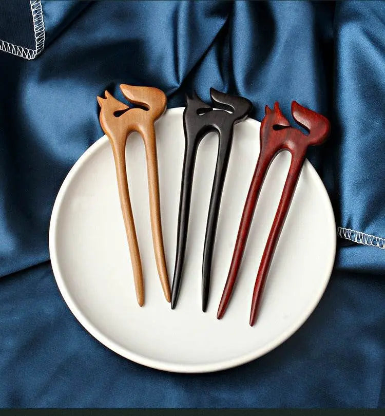 Black Sandalwood Handmade Hairpin for Vintage & Modern Styling - STAR8S