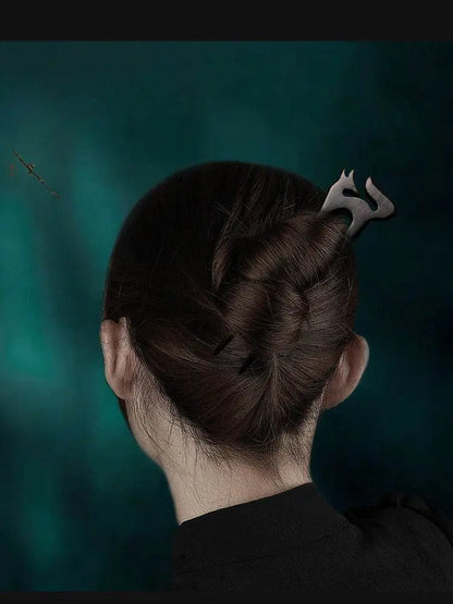Black Sandalwood Handmade Hairpin for Vintage & Modern Styling - STAR8S