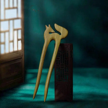 Black Sandalwood Handmade Hairpin for Vintage & Modern Styling - STAR8S