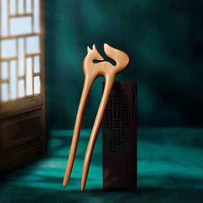 Black Sandalwood Handmade Hairpin for Vintage & Modern Styling - STAR8S