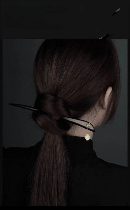Black Sandalwood New Chinese Vintage Hairpin Premium Bun Accessory Gift - STAR8S