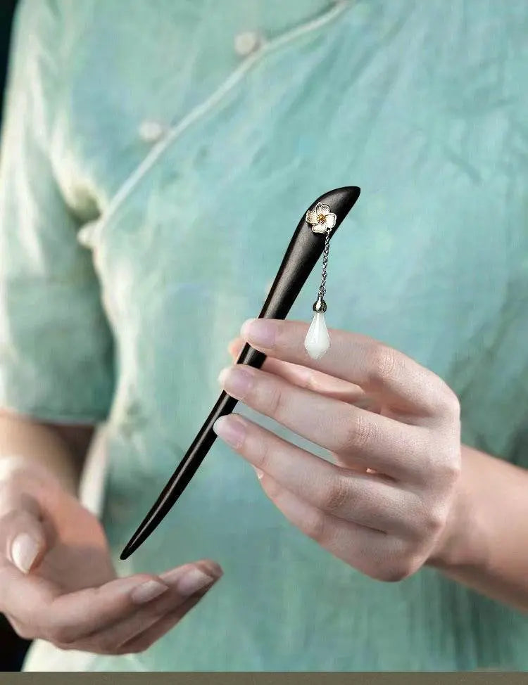 black sandalwood premium vintage hairpin for hanfu qipao gift girlfriend - star8s