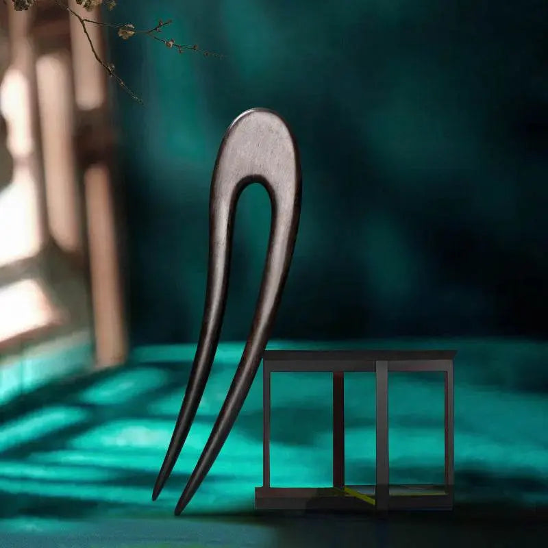 Black Sandalwood U - shaped Hairpin for Stylish Bun - STAR8S