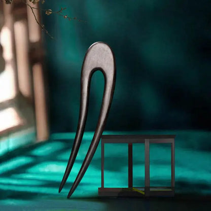 Black Sandalwood U - shaped Hairpin for Stylish Bun - STAR8S