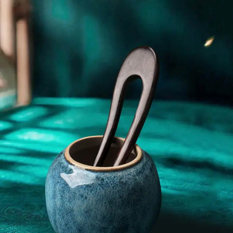 Black Sandalwood U - shaped Hairpin for Stylish Bun - STAR8S