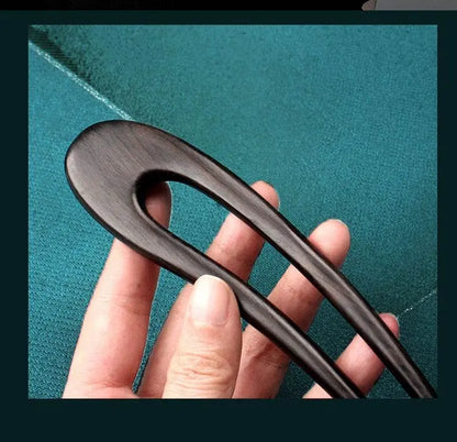 Black Sandalwood U - shaped Hairpin for Stylish Bun - STAR8S