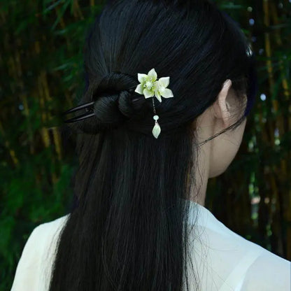 Black Sandalwood U - shaped Hairpin, Stylish for Hanfu & Daily Styling - STAR8S