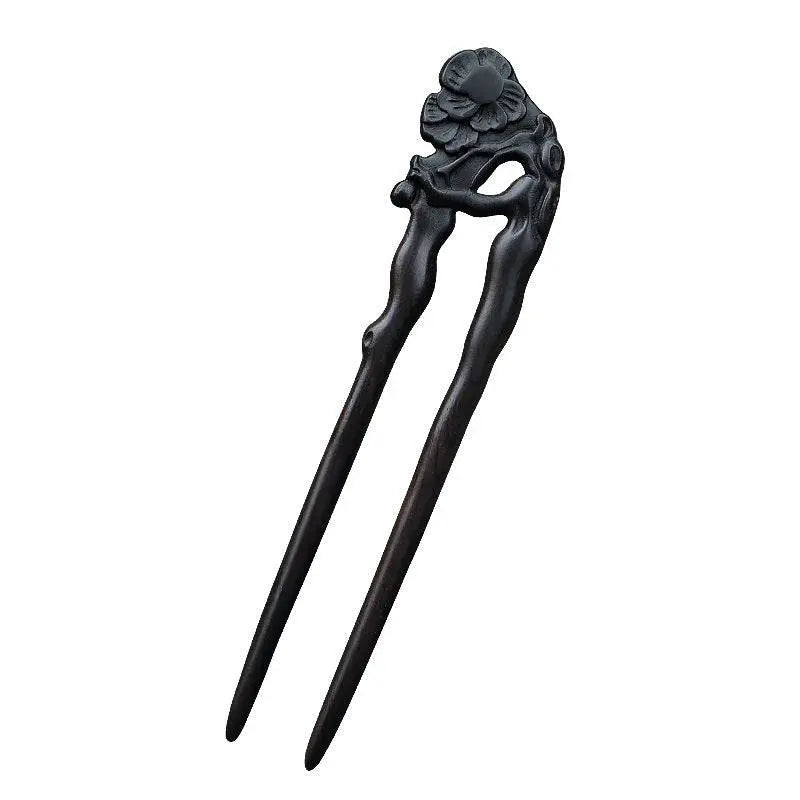 black sandalwood vintage carved hairpin handmade bun gift choice - star8s