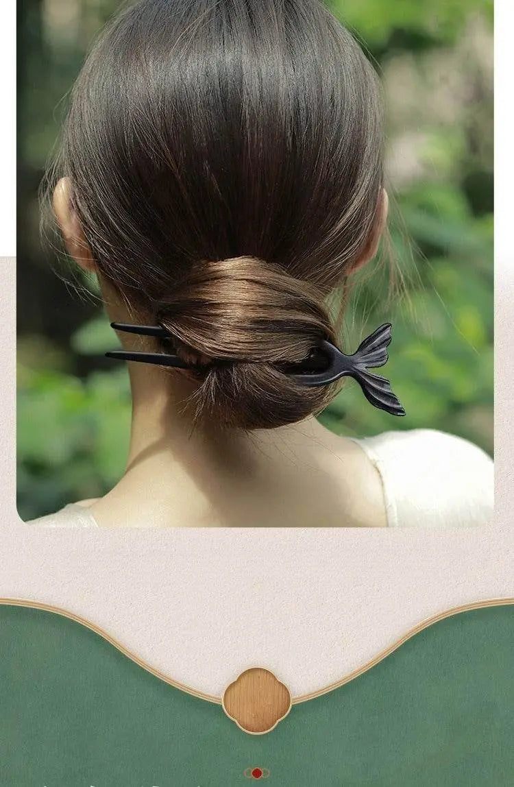 black sandalwood vintage carved hairpin handmade bun gift choice - star8s