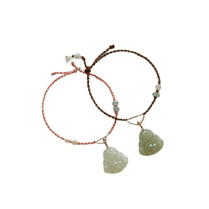 Buddha Jade Red String  Bracelet‌ - 20mm Hetian for Happy | STAR8S