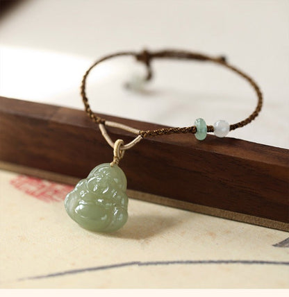 Buddha Jade Red String  Bracelet‌ - 20mm Hetian for Happy | STAR8S