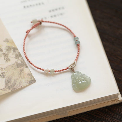 Buddha Jade Red String  Bracelet‌ - 20mm Hetian for Happy | STAR8S