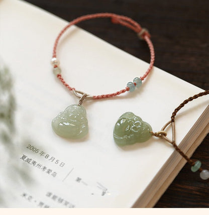 Buddha Jade Red String  Bracelet‌ - 20mm Hetian for Happy | STAR8S