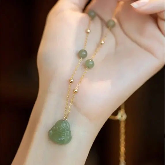 buddha necklace jade - heitian laughing buddha jewelry | star8s - star8s