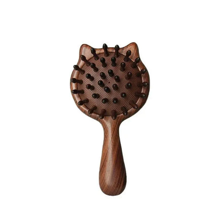 Cat-Shaped Sandalwood Chiness Hair Comb – Scalp Massage & Anti-Static, Daily Use Adorable & Relaxing Care - STAR8S