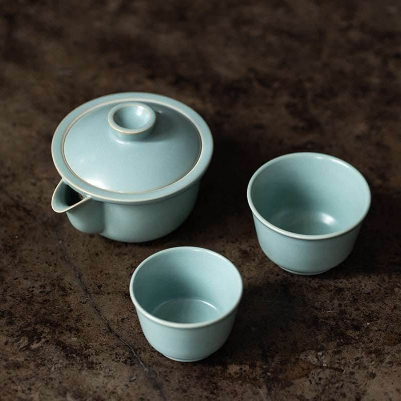 celadon ru kiln portable camping tea set personal travel kuaike cup kit - star8s