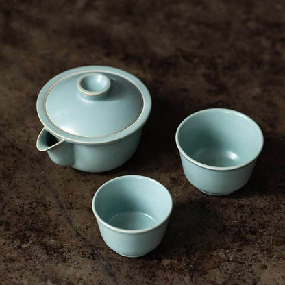 Celadon Ru Kiln Portable Camping Tea Set Personal Travel Kuaike Cup Kit - STAR8S