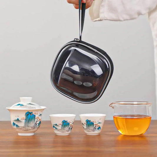 Ceramic Travel Tea Set Portable Outdoor Kuaike Cup Tea Set - STAR8S
