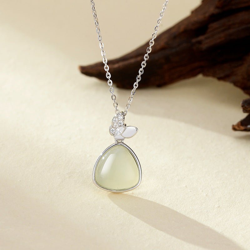 Charming China Jade Necklace: Double Flying Butterfly Hetian Jade S925 Silver | STAR8S
