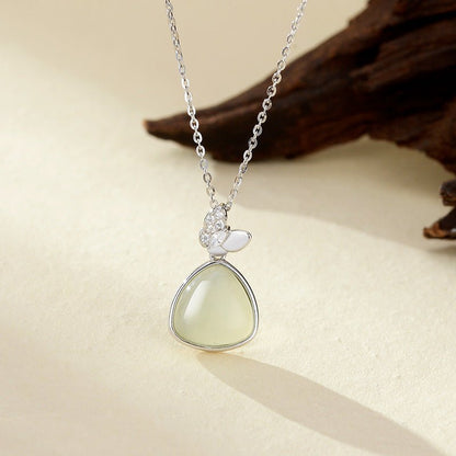 Charming China Jade Necklace: Double Flying Butterfly Hetian Jade S925 Silver | STAR8S