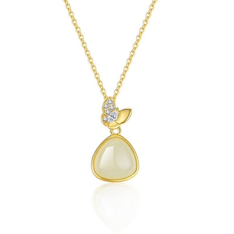 charming china jade necklace: double flying butterfly hetian jade s925 silver | star8s