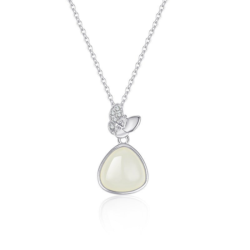 charming china jade necklace: double flying butterfly hetian jade s925 silver | star8s