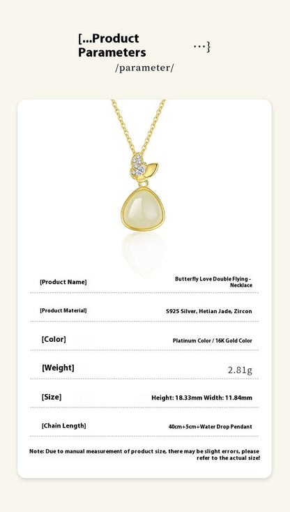 Charming China Jade Necklace: Double Flying Butterfly Hetian Jade S925 Silver | STAR8S