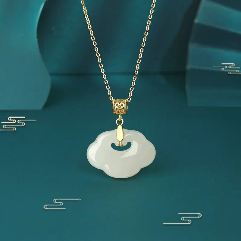 Charming Cloud Jade Necklace: Ruyi Hetian Jade S925 Ethnic Style  | STAR8S