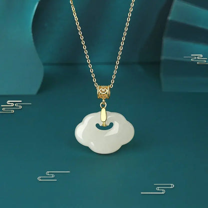 Charming Cloud Jade Necklace: Ruyi Hetian Jade S925 Ethnic Style  | STAR8S