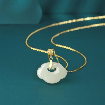 Charming Cloud Jade Necklace: Ruyi Hetian Jade S925 Ethnic Style  | STAR8S