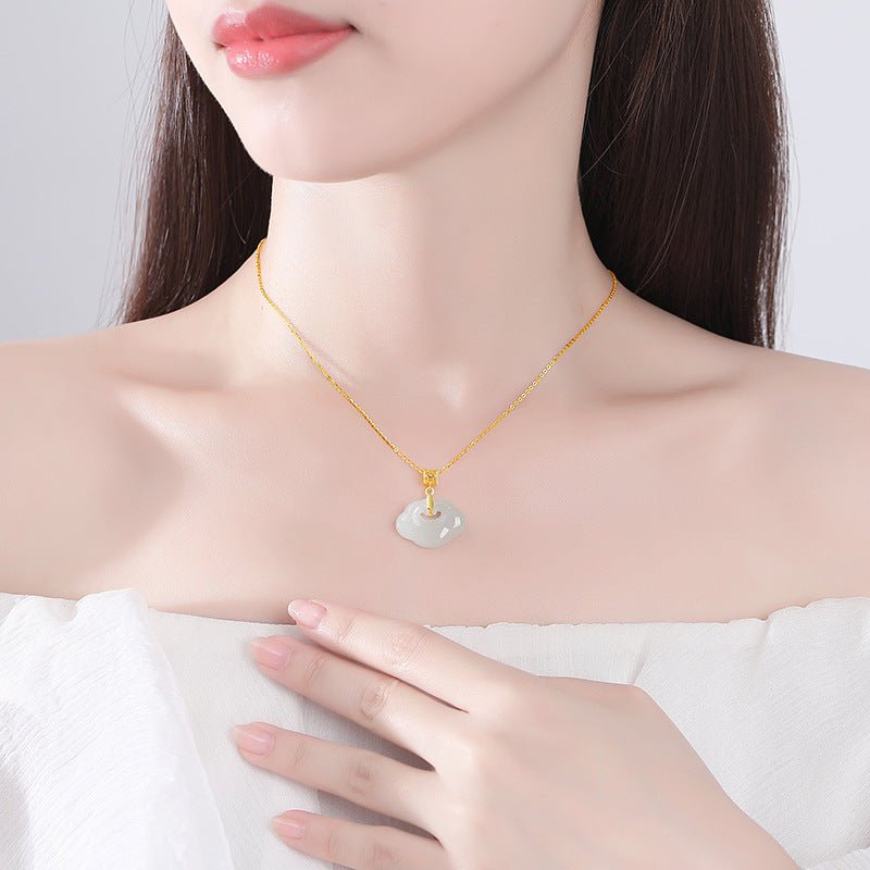 charming cloud jade necklace: ruyi hetian jade s925 ethnic style  | star8s