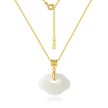 Charming Cloud Jade Necklace: Ruyi Hetian Jade S925 Ethnic Style  | STAR8S