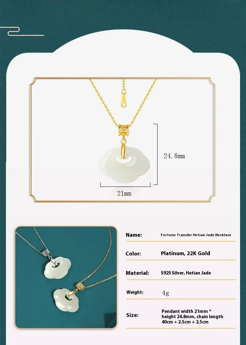 charming cloud jade necklace: ruyi hetian jade s925 ethnic style  | star8s