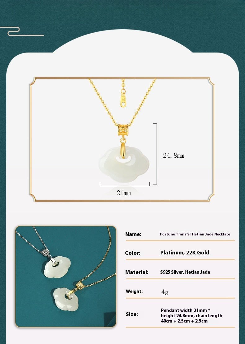 Charming Cloud Jade Necklace: Ruyi Hetian Jade S925 Ethnic Style  | STAR8S