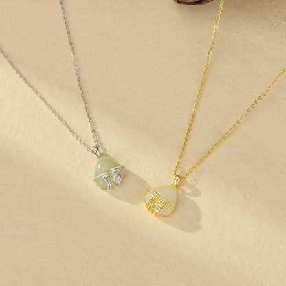 Charming Fu Jade Necklace: Peace Blessings Hetian S925 | STAR8S