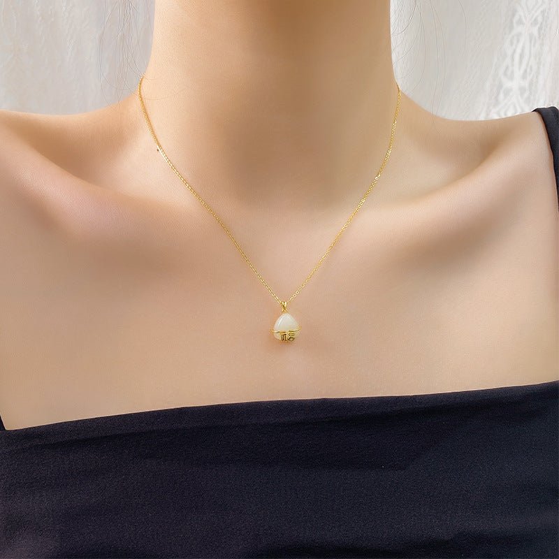 Charming Fu Jade Necklace: Peace Blessings Hetian S925 | STAR8S