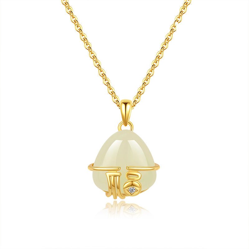 charming fu jade necklace: peace blessings hetian s925 | star8s