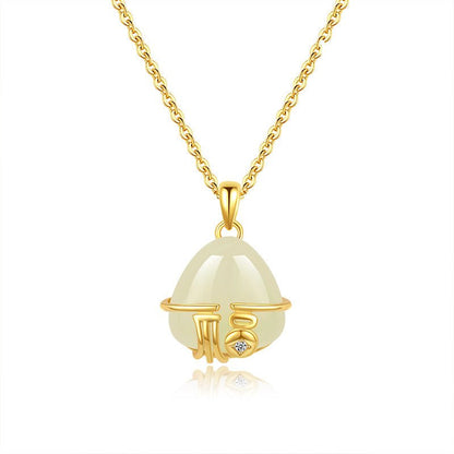 Charming Fu Jade Necklace: Peace Blessings Hetian S925 | STAR8S