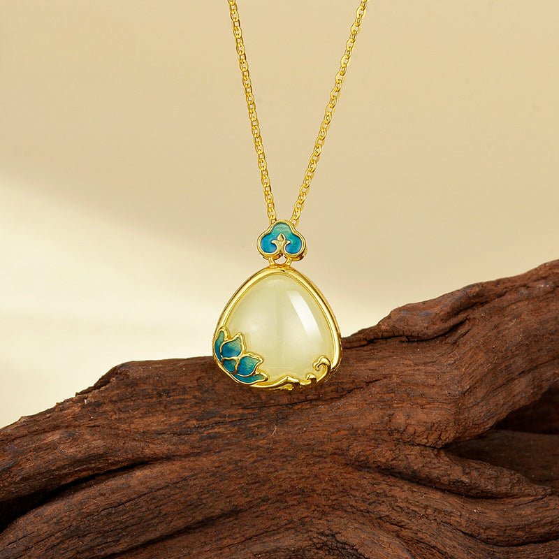 Charming Lotus Jade Necklace: Blue - and - White Porcelain Hetian S925 | STAR8S