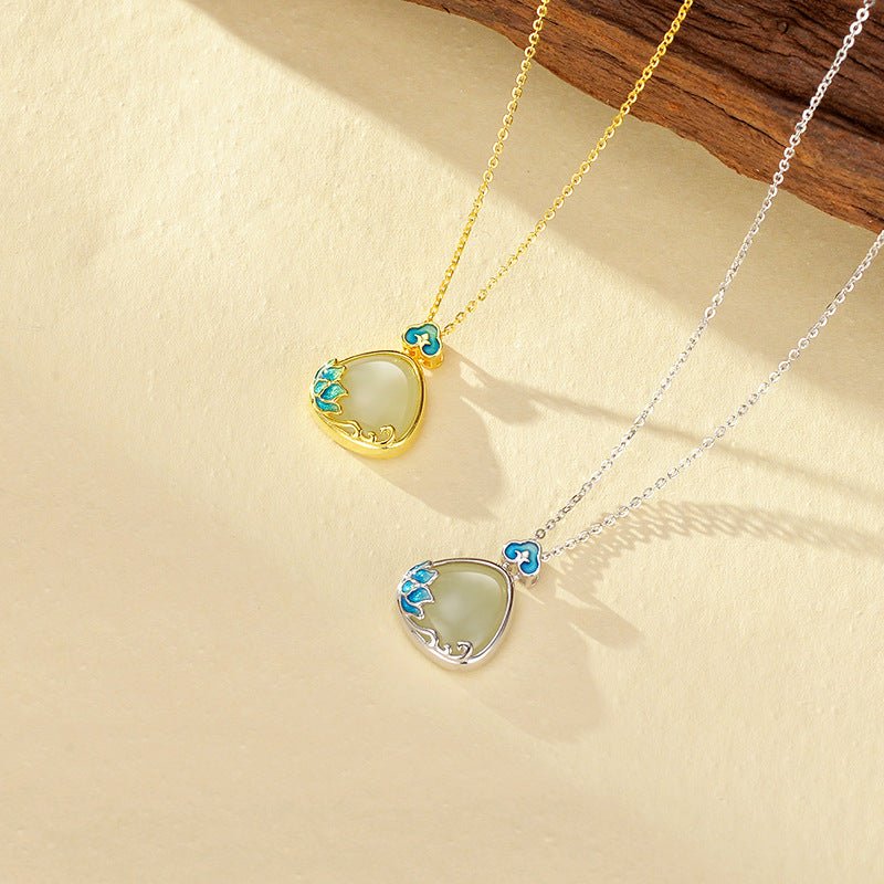 charming lotus jade necklace: blue - and - white porcelain hetian s925 | star8s