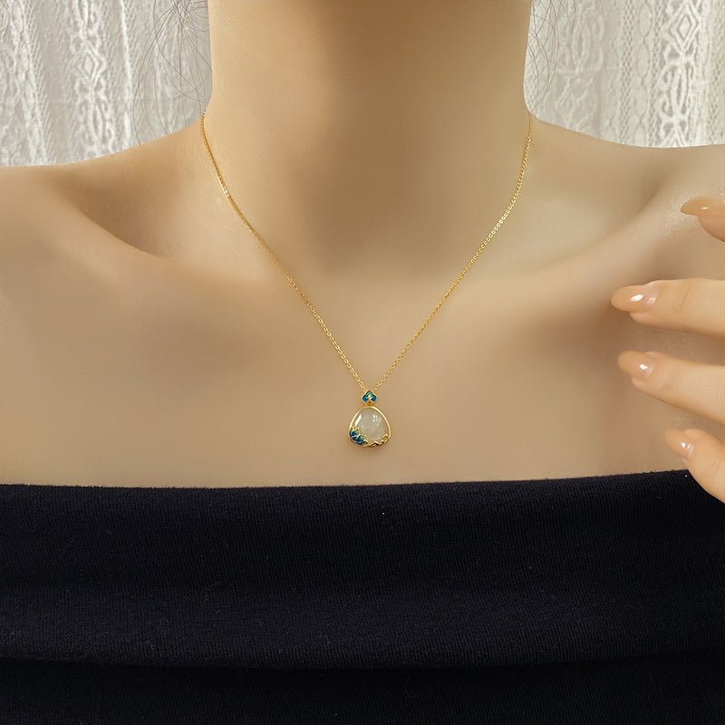 charming lotus jade necklace: blue - and - white porcelain hetian s925 | star8s