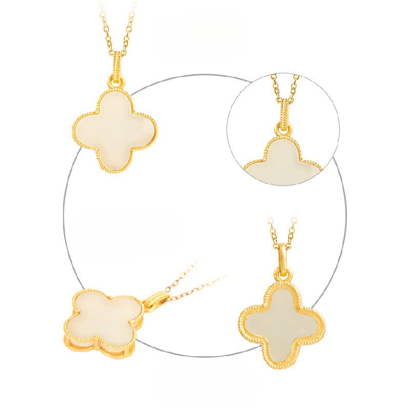 charming white jade necklace: clover hetian women s925 necklace |  star8s