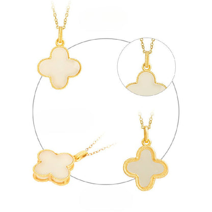 Charming White Jade Necklace: Clover Hetian Women S925 Necklace |  STAR8S