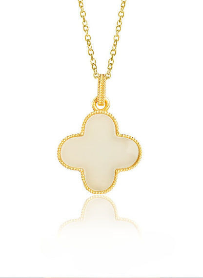 Charming White Jade Necklace: Clover Hetian Women S925 Necklace |  STAR8S