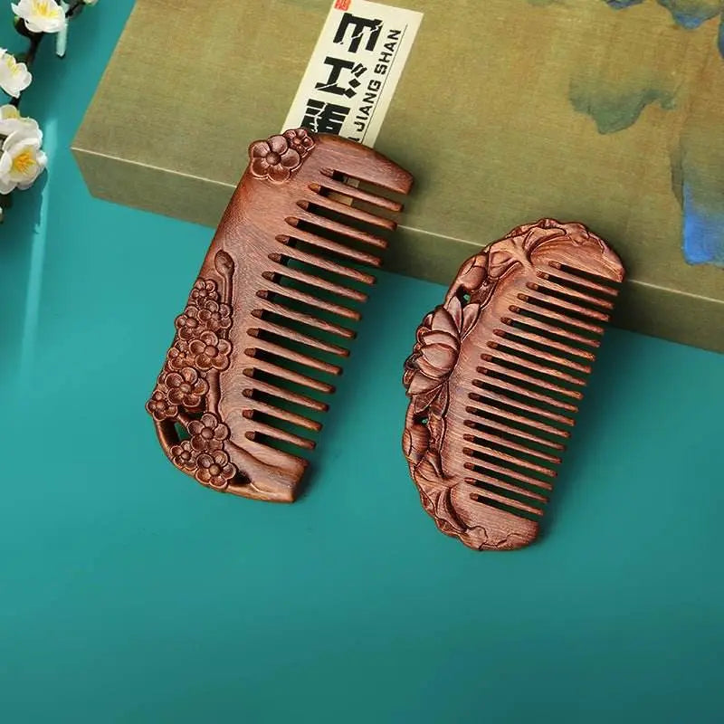 chinese hair comb – golden sandalwood carved gift, romantic & elegant hair care - star8s