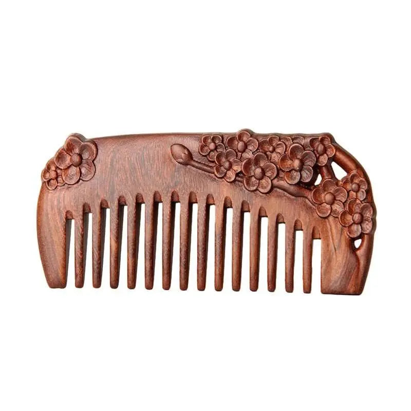 Chinese Hair Comb – Golden Sandalwood Carved Gift, Romantic & Elegant Hair Care - STAR8S