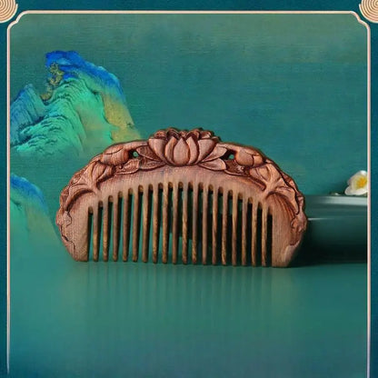 Chinese Hair Comb – Golden Sandalwood Carved Gift, Romantic & Elegant Hair Care - STAR8S