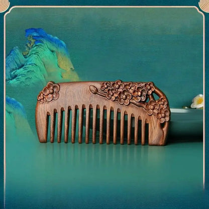 Chinese Hair Comb – Golden Sandalwood Carved Gift, Romantic & Elegant Hair Care - STAR8S