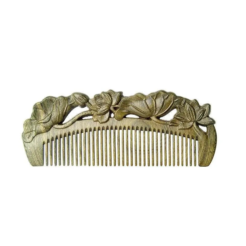 Chinese Hair Comb – Green Sandalwood Carved Gift, Elegant & Romantic Hair Care - STAR8S